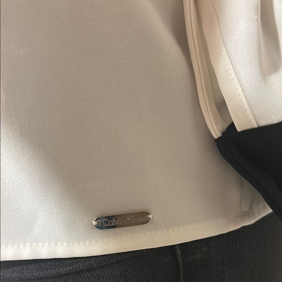 Calvin Klein Tunic Blouse Vintage Y2K Cream & Black Long Sleeve Women's Size SP - Picture 4 of 12